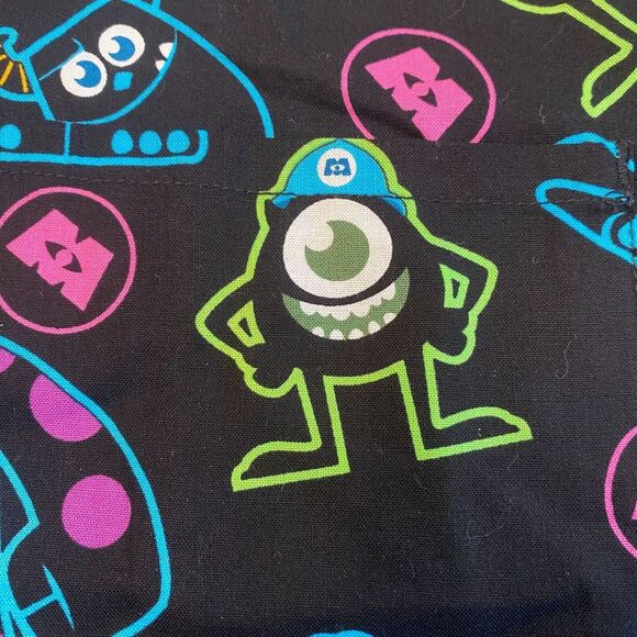 Disney Monsters Scrub Top Womens Size Small Sully and Mike Short Sleeve V-Neck - Picture 9 of 12